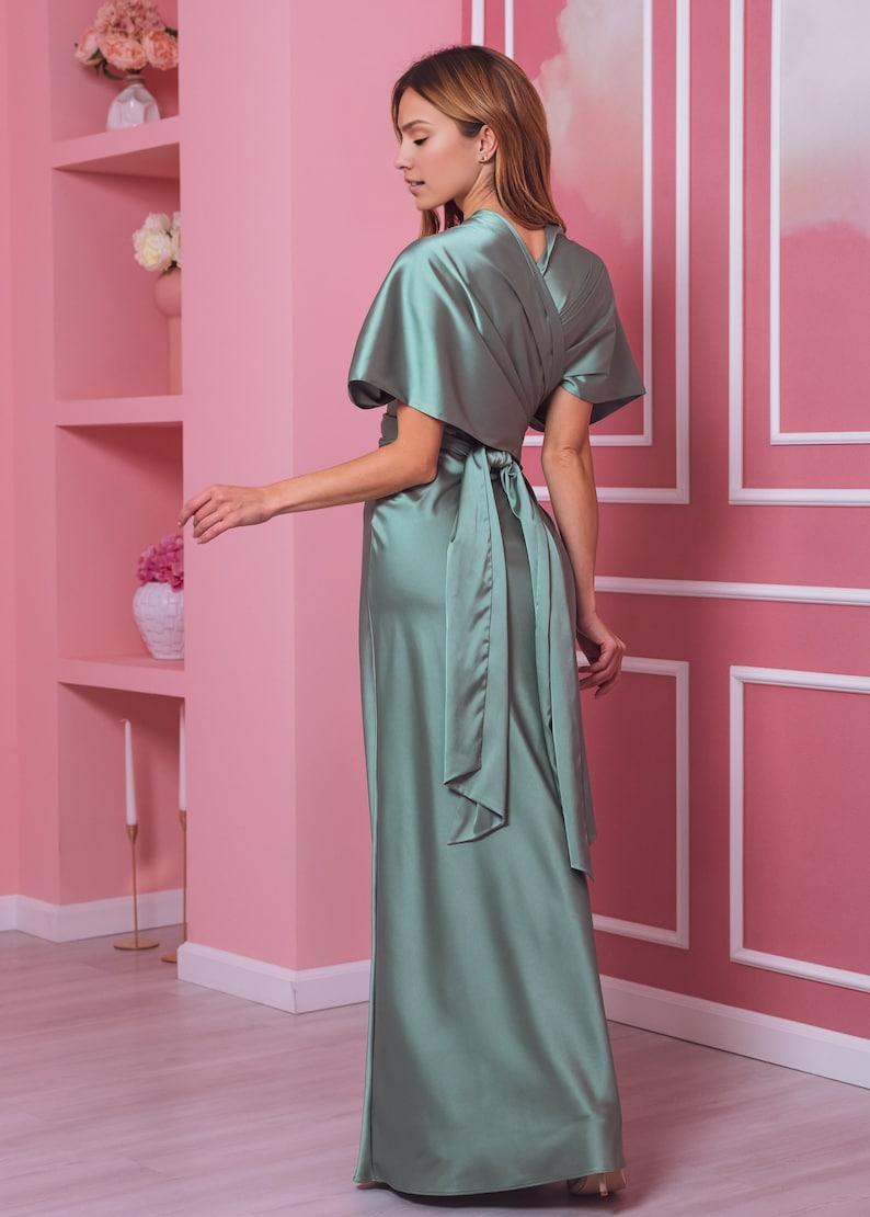 Sage Green T-shirt V-neck Floor Length Formal Bridesmaid Dresses